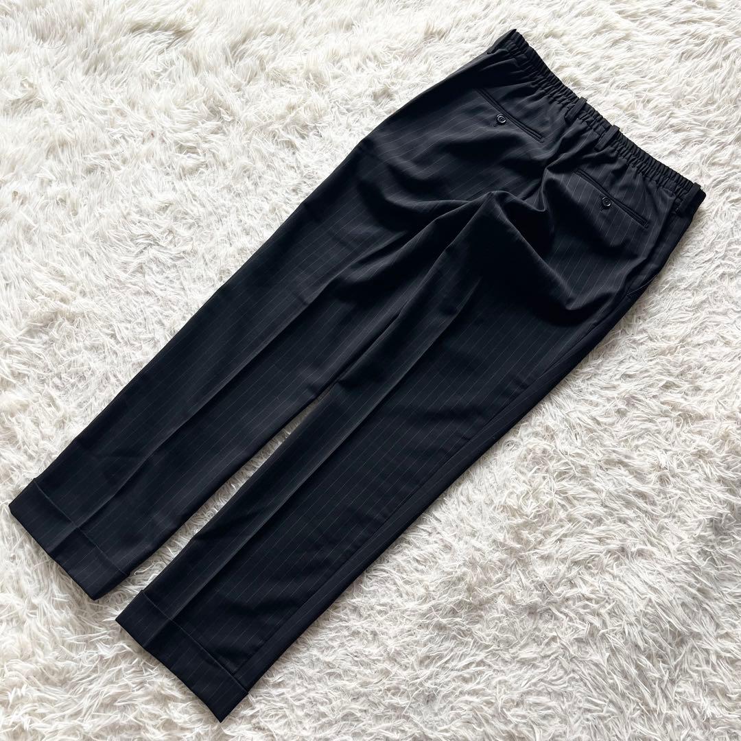 <美品>LARDINI easy wear ブラック ウール スーツ サイズ46