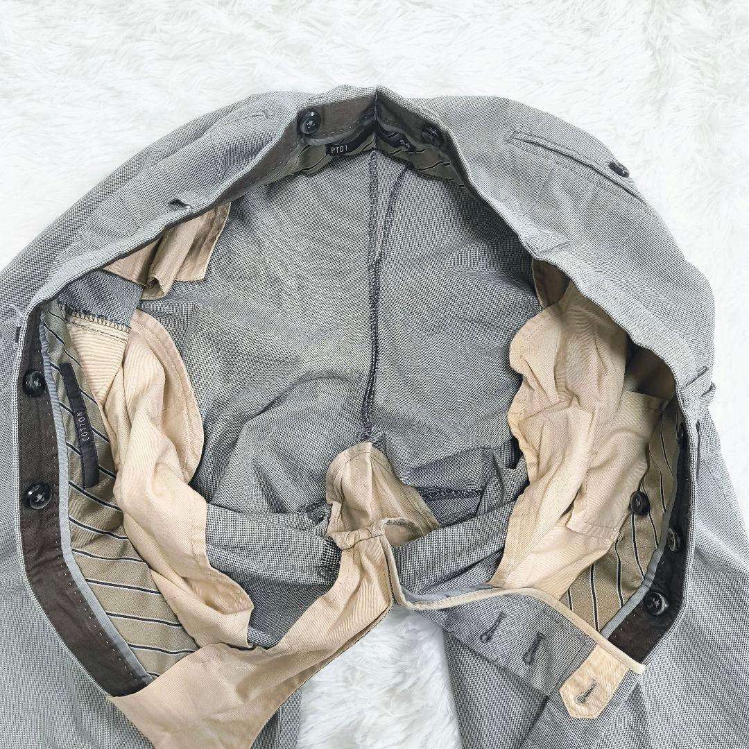 PT01 ピーティーゼロウーノ スラックス 54 2XL グレー 千鳥柄 大きい