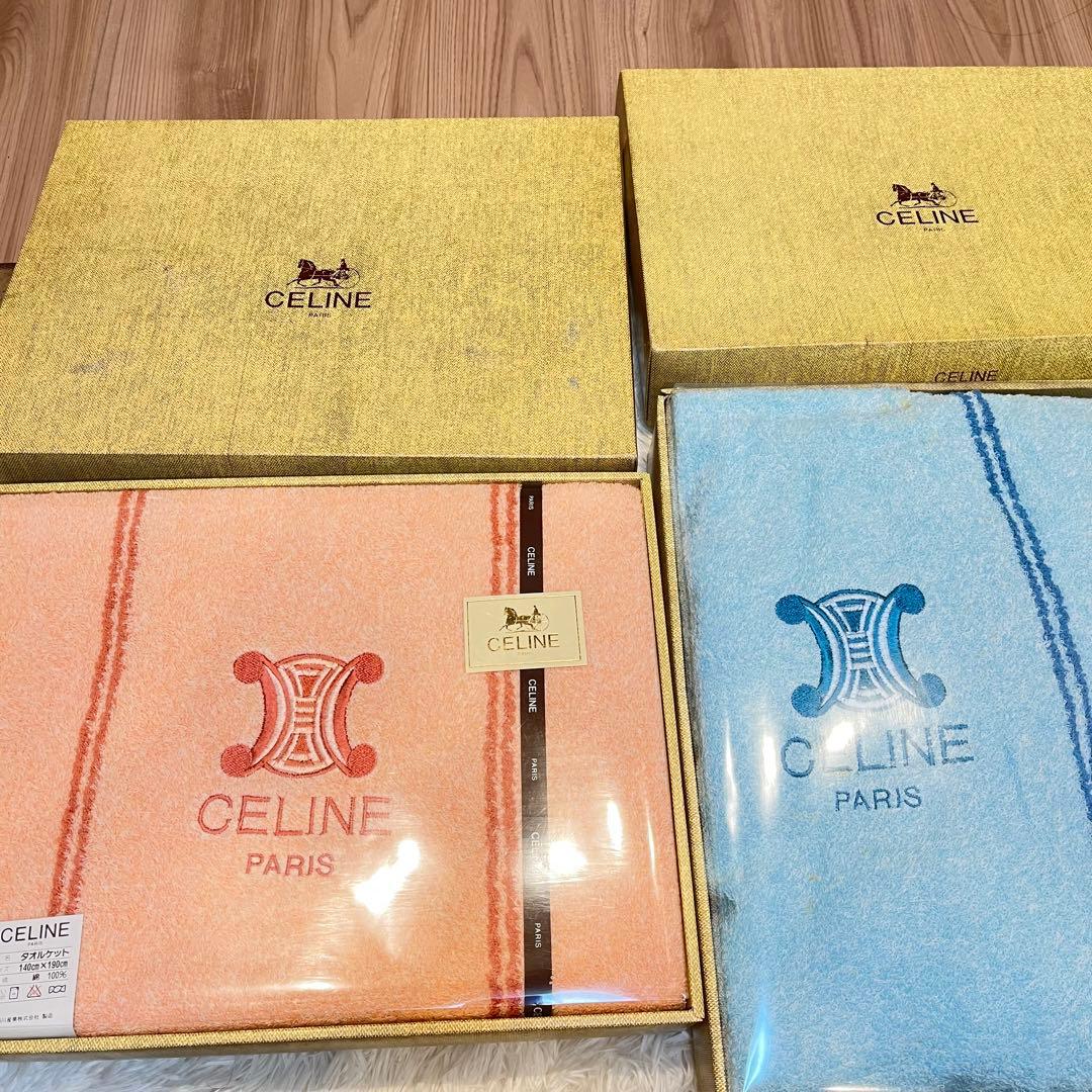 【新品・未使用】CELINE セリーヌ タオルケット タオル ピンク ブルー