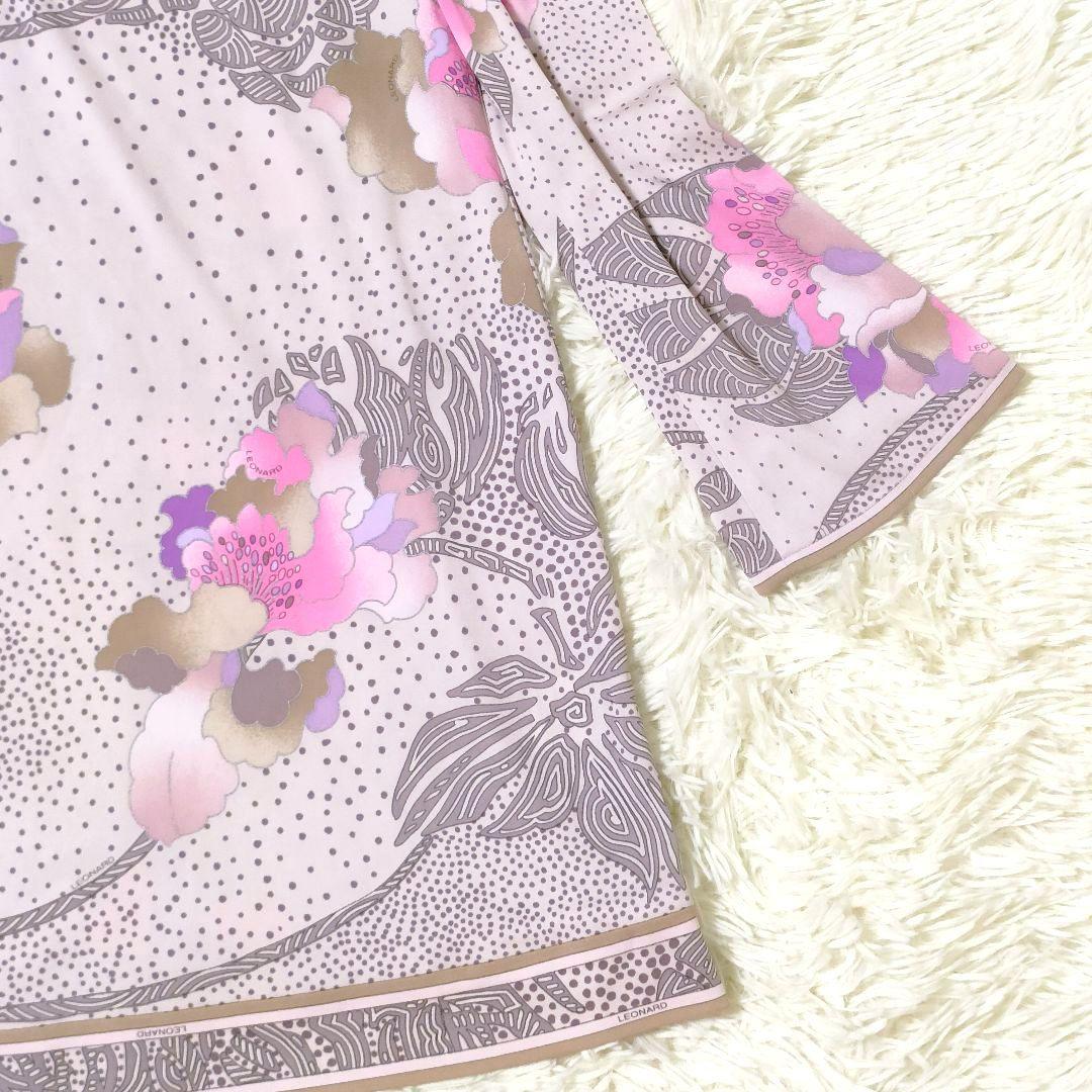 極美品 近年物 レオナール カンカン素材 チュニック 花柄 38 オーバーサイズ