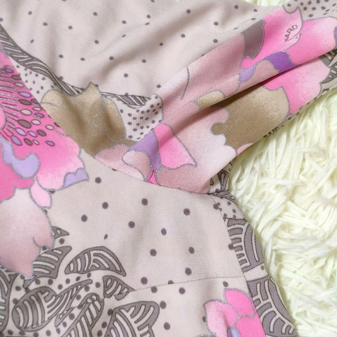 極美品 近年物 レオナール カンカン素材 チュニック 花柄 38 オーバーサイズ