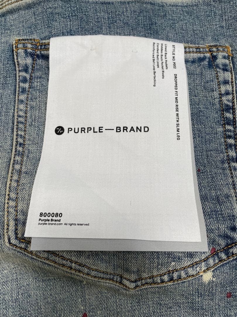 PURPLE BRAND P002 ダメージ加工デニムパンツ　w38