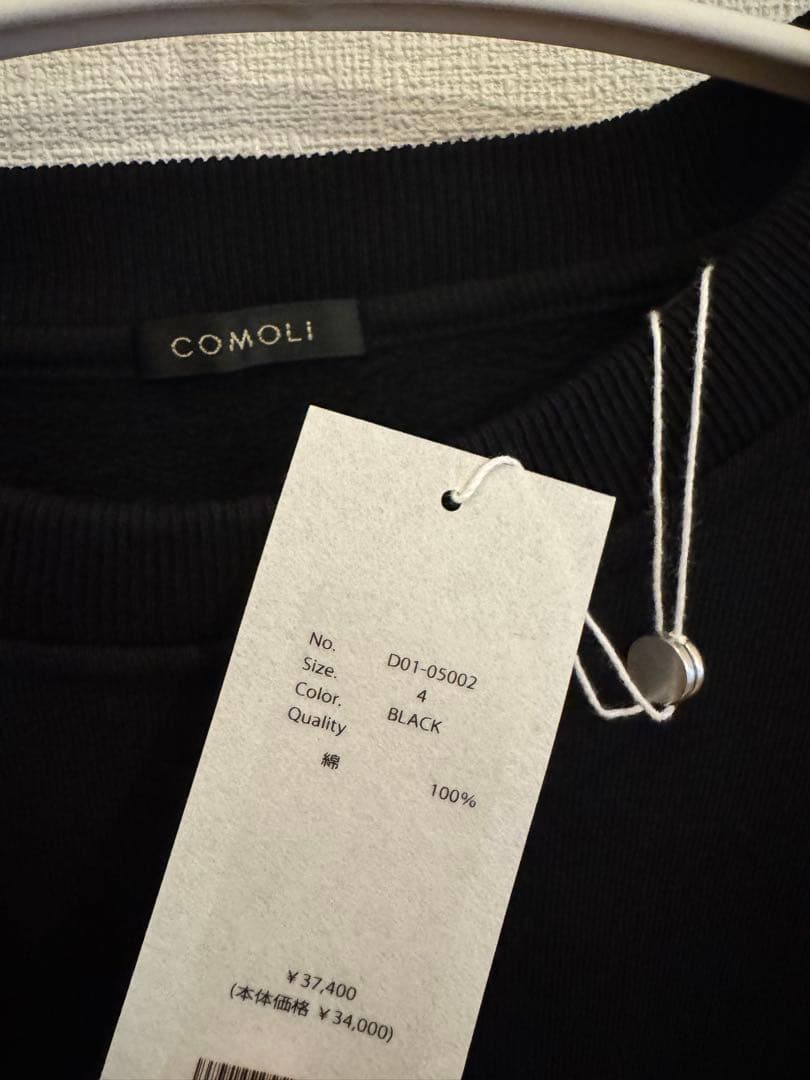 26SS COMOLI サイズ4 クルーネック ブラック
