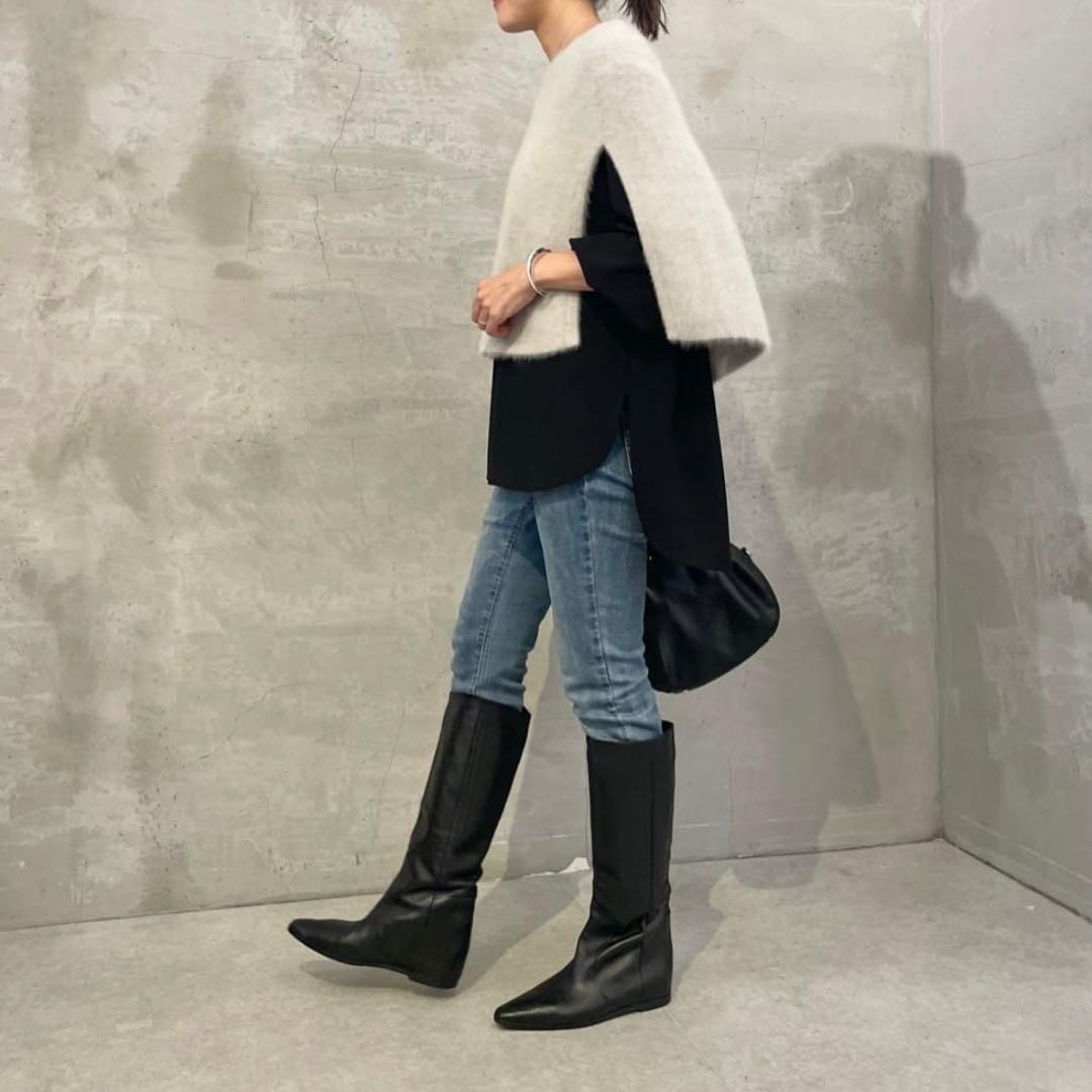 ビアズリー BEARDSLEY ファーニットポンチョ グレー