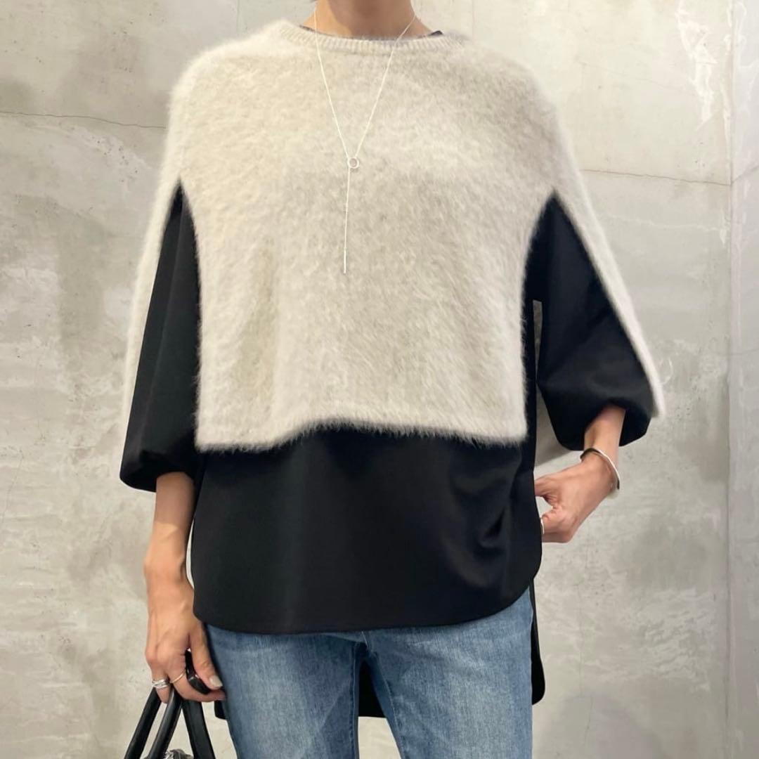 ビアズリー BEARDSLEY ファーニットポンチョ グレー