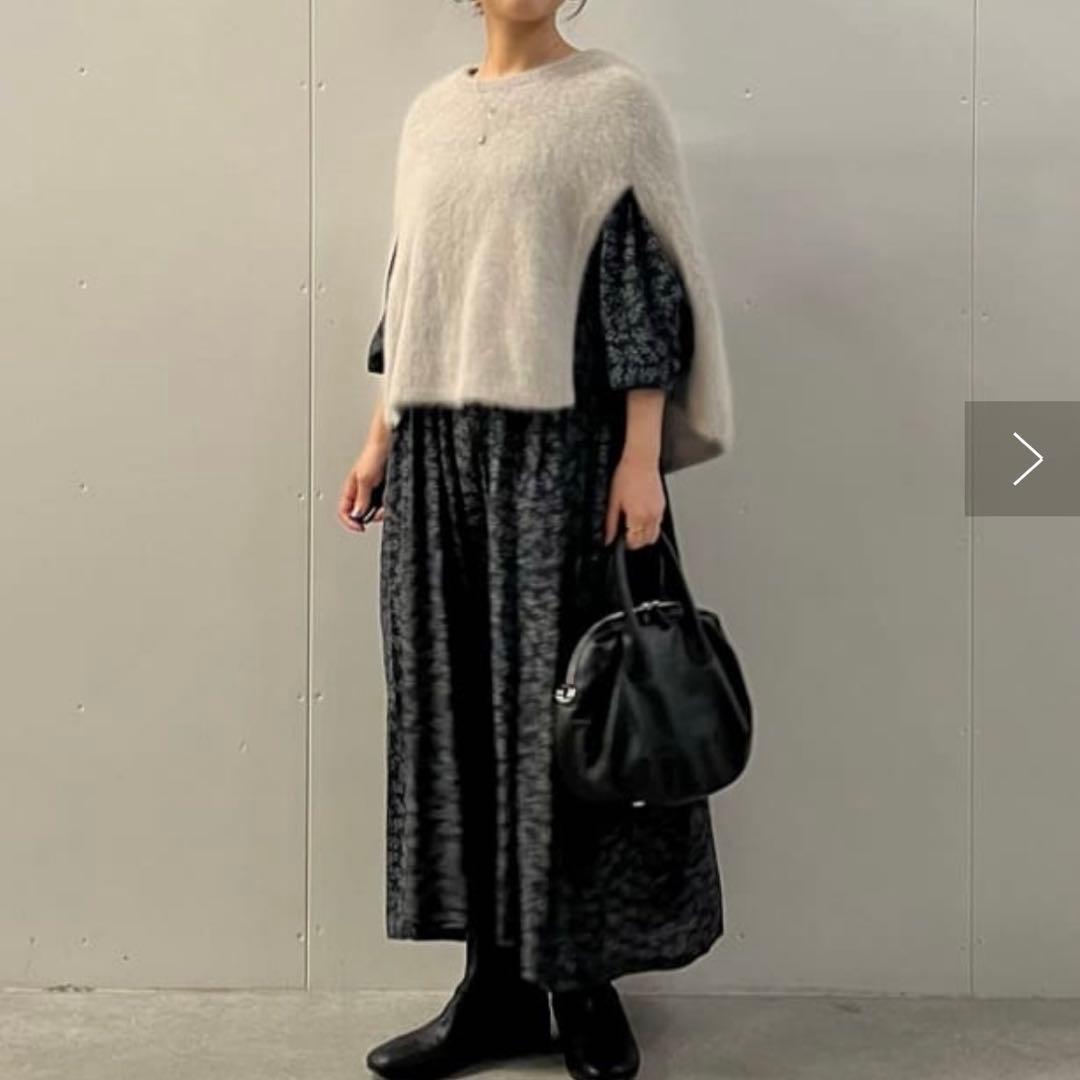 ビアズリー BEARDSLEY ファーニットポンチョ グレー