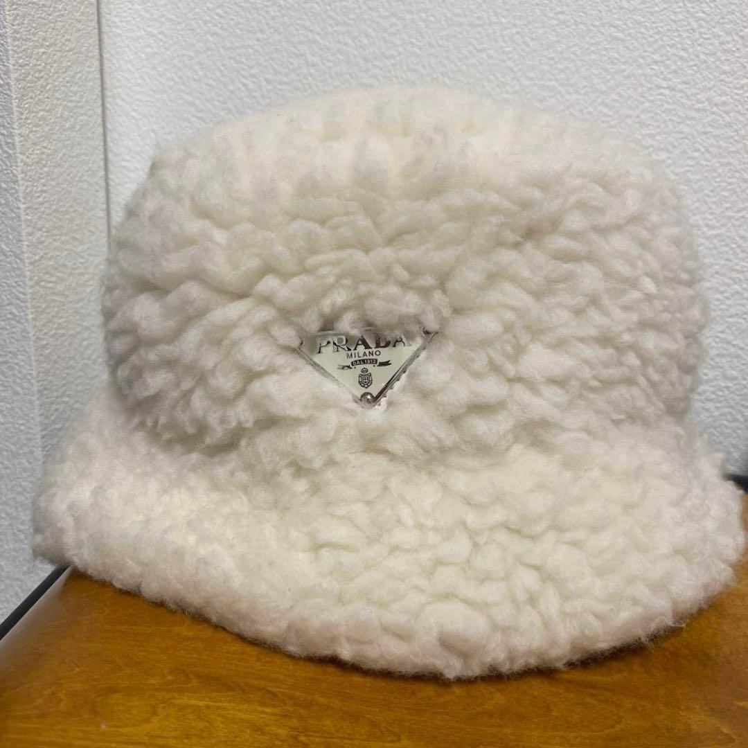 希少品　プラダ　エコファー　バケットハット　prada ボア　ナイロン　バケハ