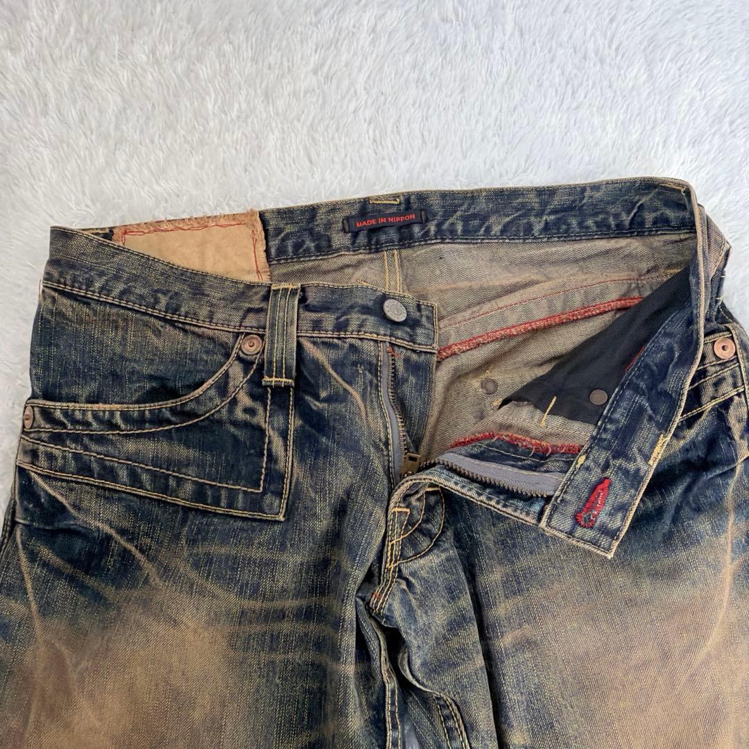 BLUE WAY ブルーウェイ 鬼ヒゲ フレア デニム パンツ ジーンズ Y2K