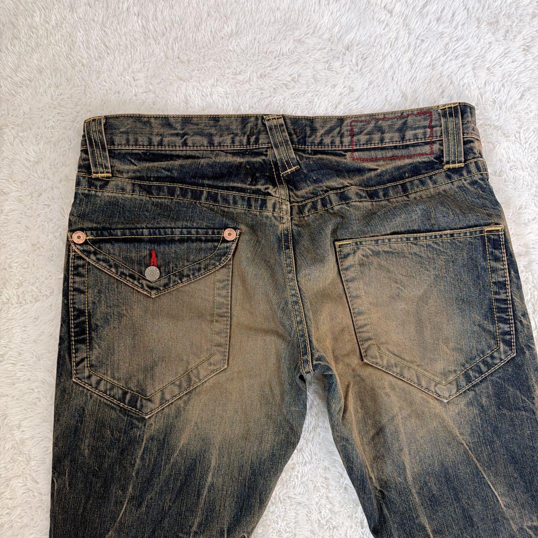 BLUE WAY ブルーウェイ 鬼ヒゲ フレア デニム パンツ ジーンズ Y2K