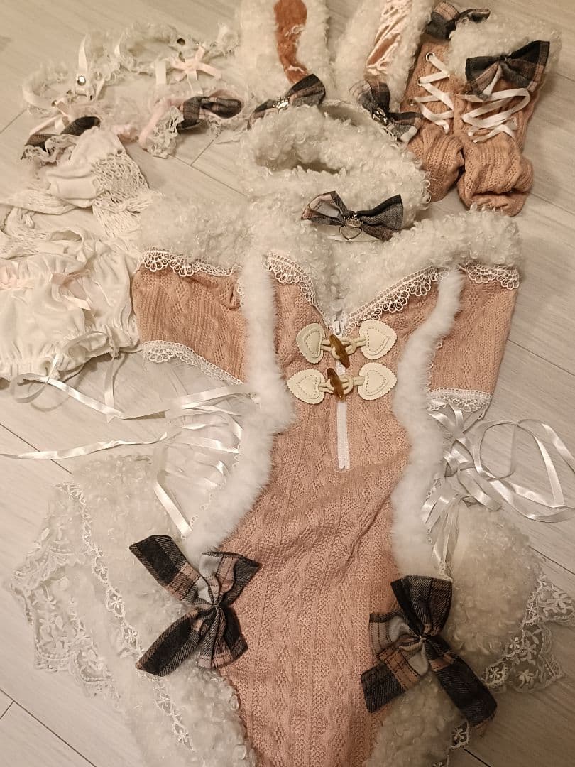 土日値下げ！メルトニットバニー ピンク《コスプレ8点セット》【Malymoon】