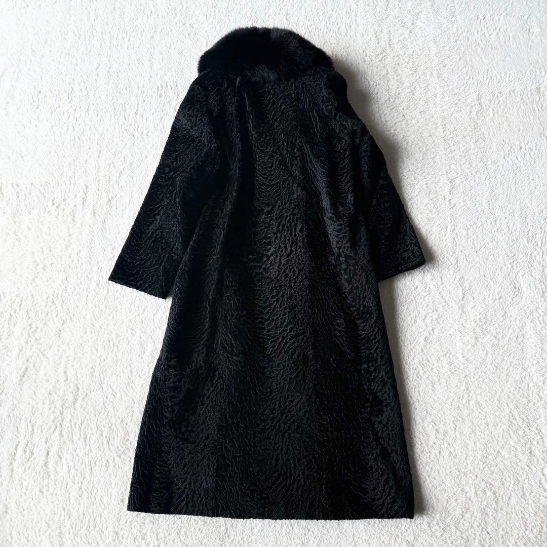 palody アストラカン ロングコート ミンクファー 13 ブラック アウター