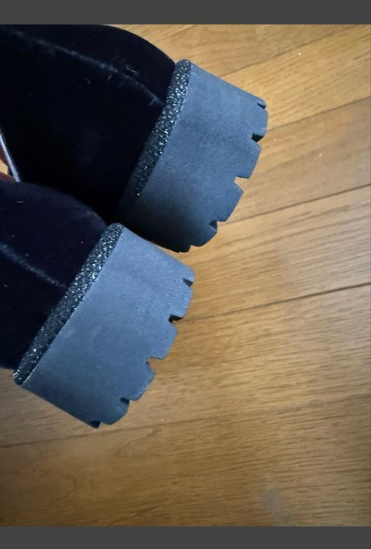 m*．様 イタリア製 ベロアローファー／チェーンモチーフ ブラック・サイズ36