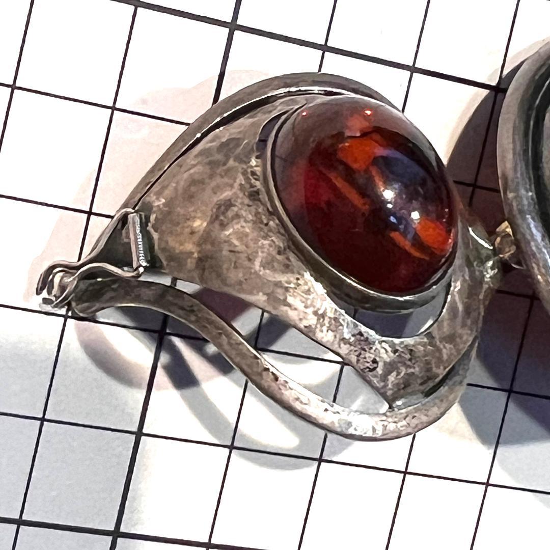 旧ソ連 大きな琥珀 約45ミリ★ SILVER 素材 (b34)