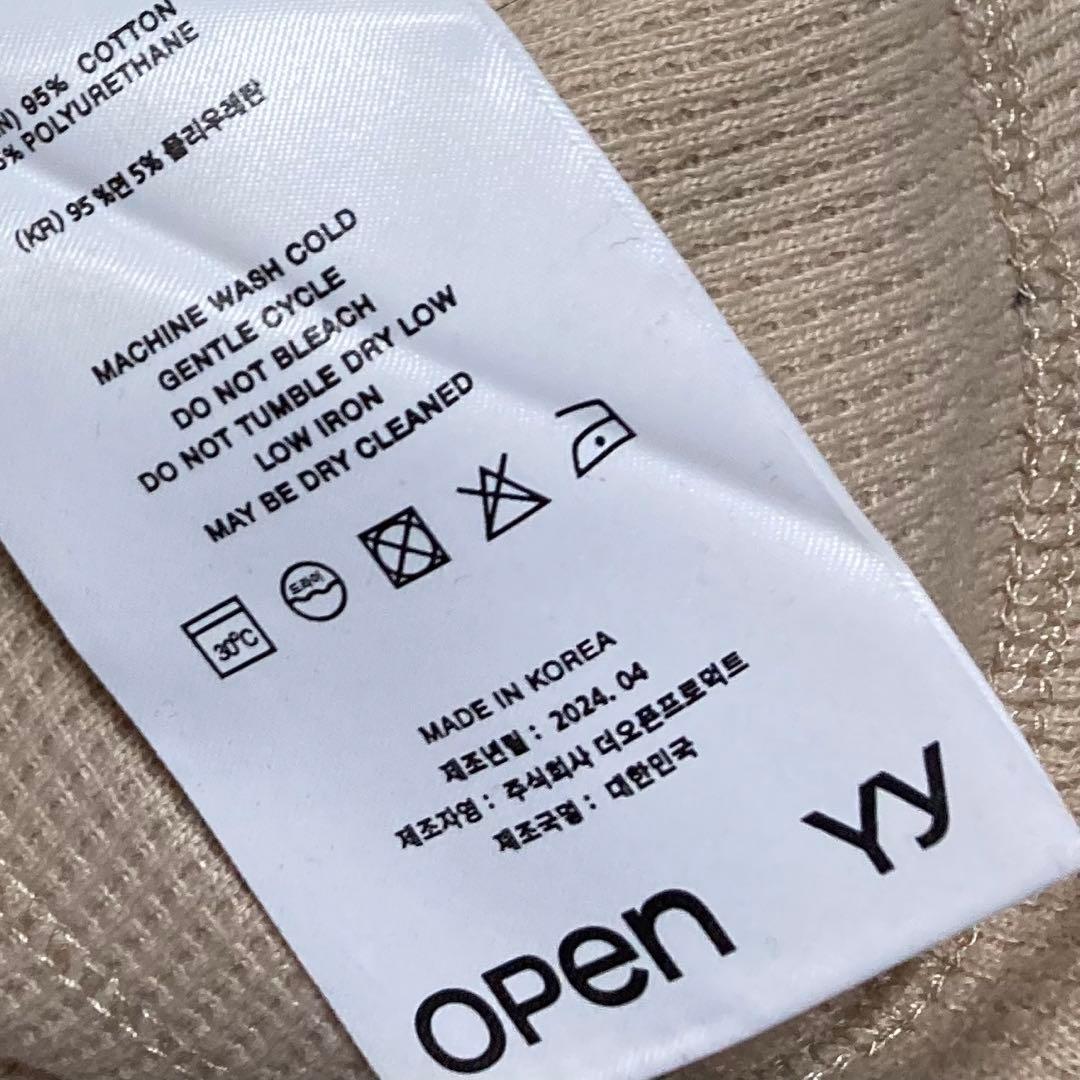 OPEN YY ワッフル編み リボン付き 長袖 S