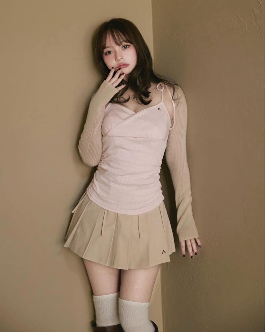 スカート andmary Jessica pleats mini skirt beige