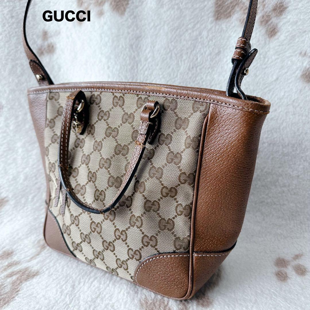 グッチ ブリー スモール バッグ ショルダー GG レザー キャンバス 2WAY