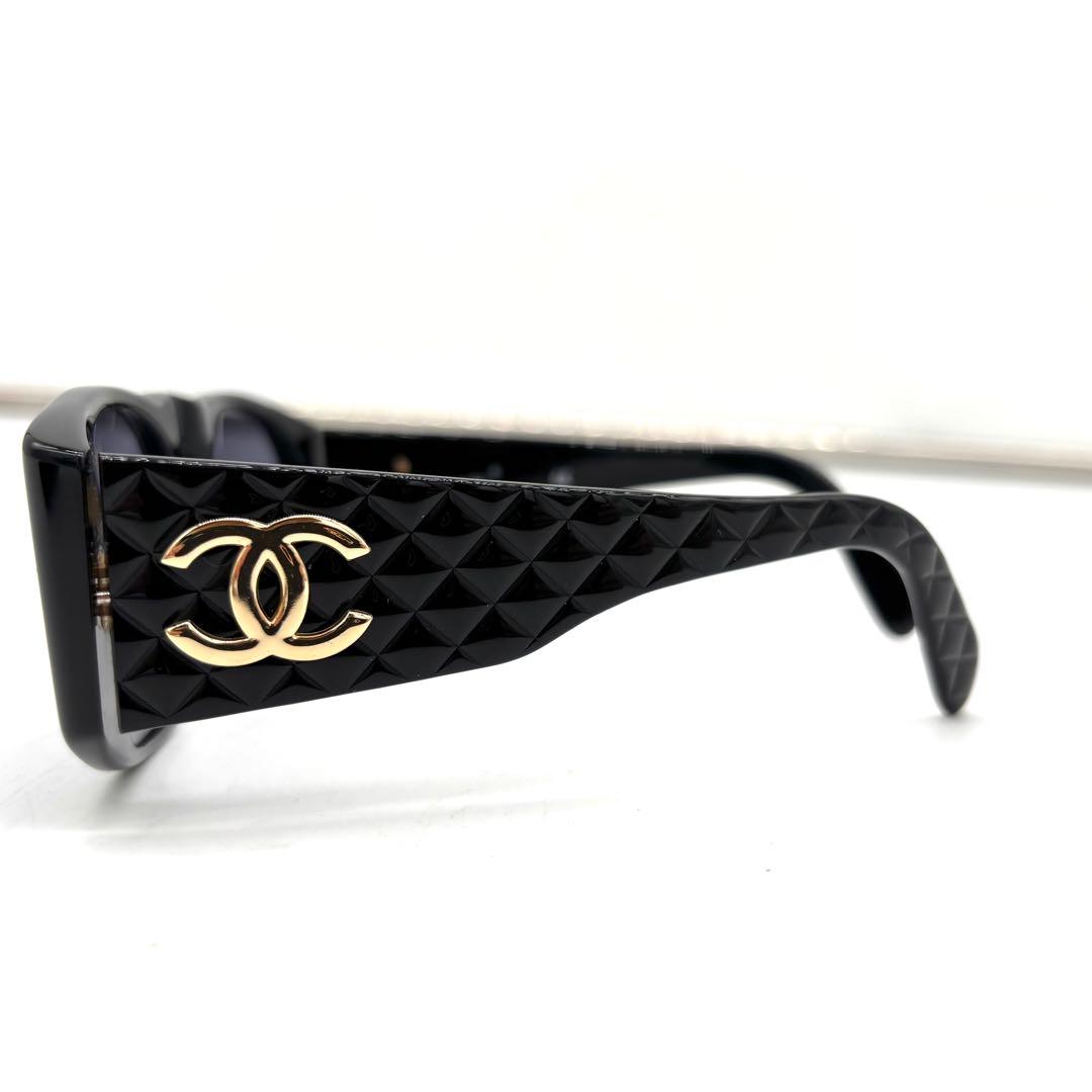 CHANEL シャネル サングラス ブラック 黒 ゴールド金具 キルティング