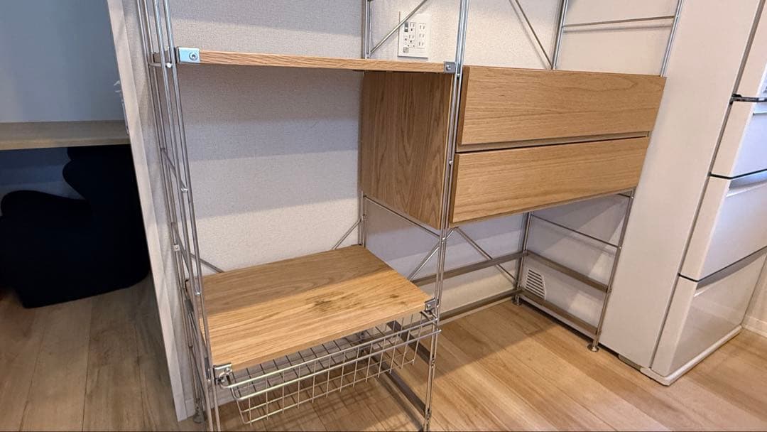 無印良品 ステンレスユニットシェルフ 食器棚 フルセット オーク材棚 分解発送