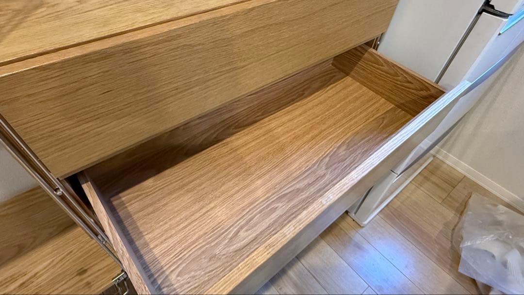 無印良品 ステンレスユニットシェルフ 食器棚 フルセット オーク材棚 分解発送