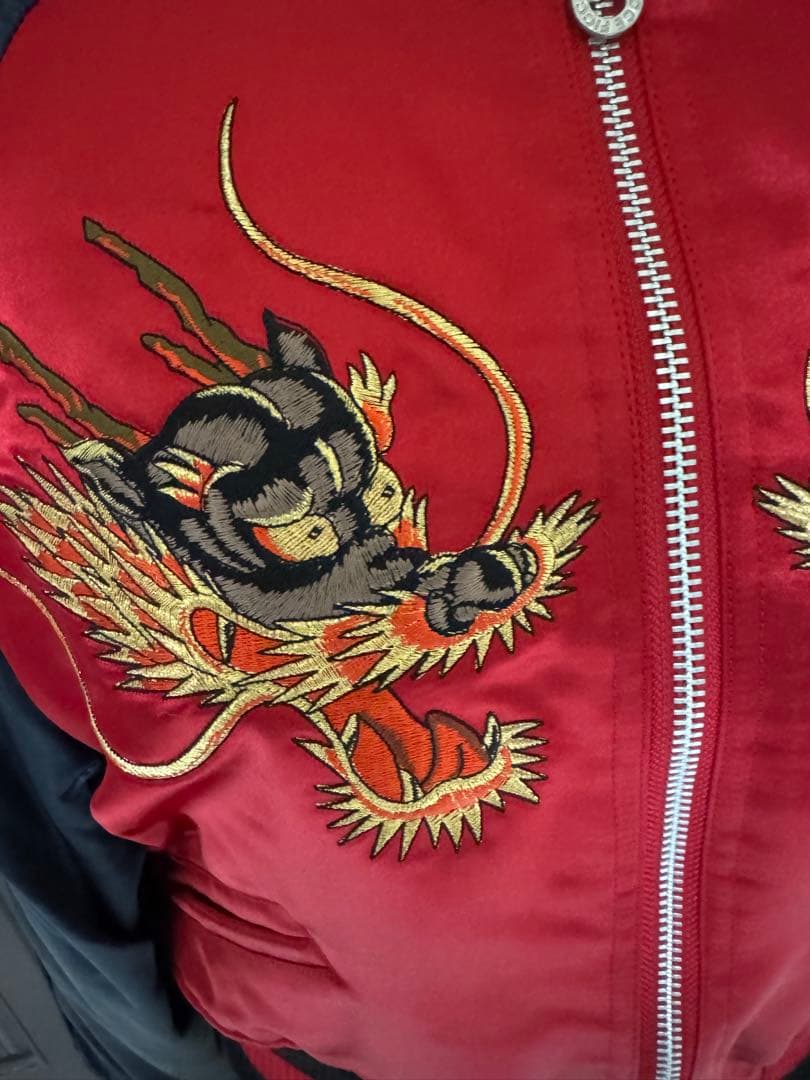 FICCE DONNA赤黒 サテン スカジャン