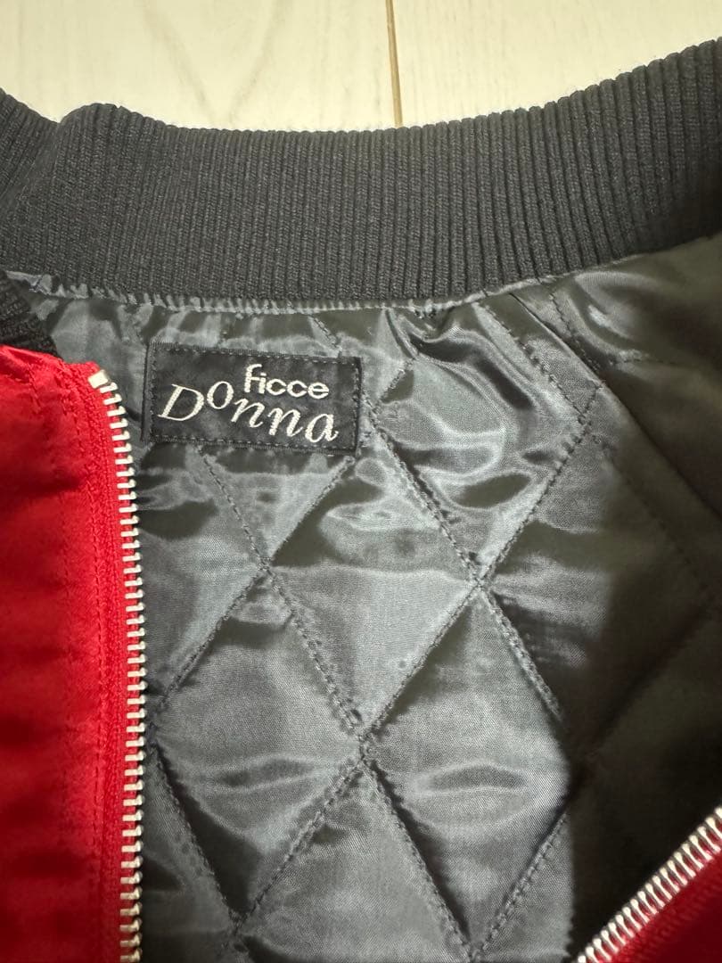 FICCE DONNA赤黒 サテン スカジャン