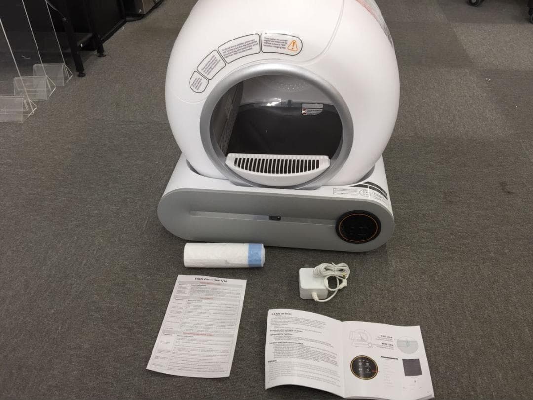 全自動猫トイレ スマート猫砂盆 英語マニュアル付き／自動掃除／猫用ハイテクトイレ