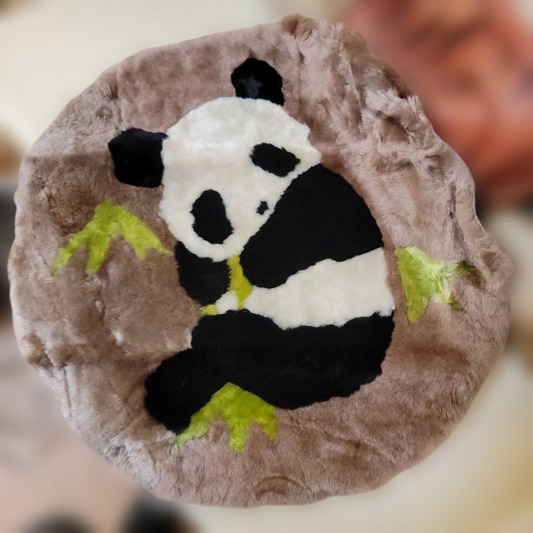 ご契約済みです！　3枚　ムートンラグマット　パンダ座布団ヴィンテージ倉庫片付け品