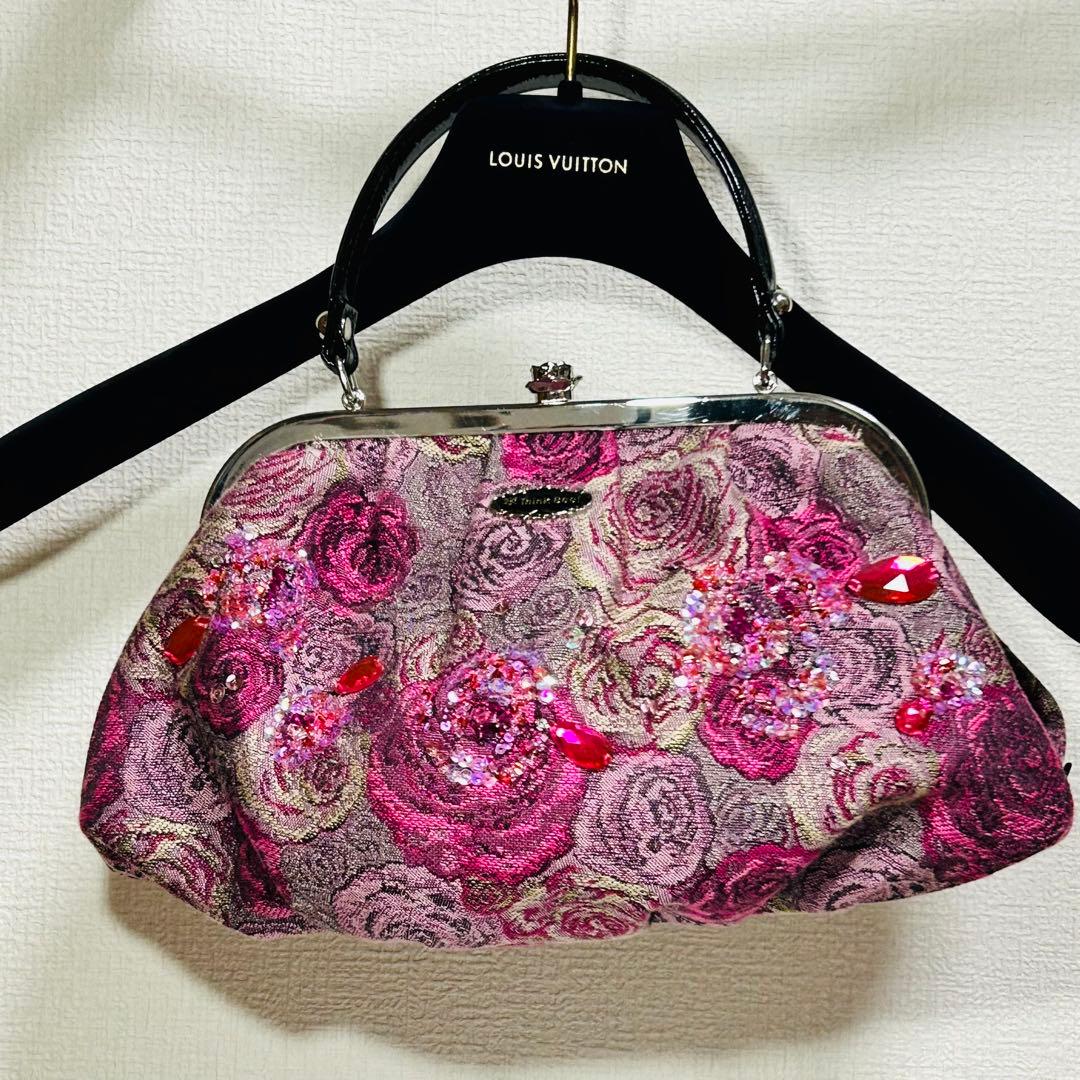 【極美品】Think Bee! ネバーエンディングピンクローズ　がま口　バッグ