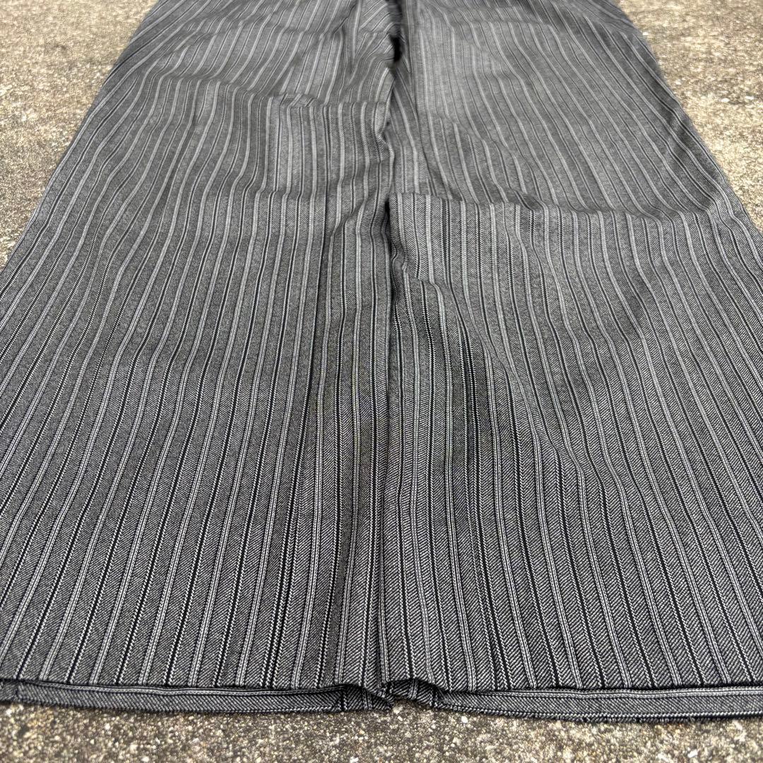 70s vintage ウールスラックス ストライプ ダークグレー