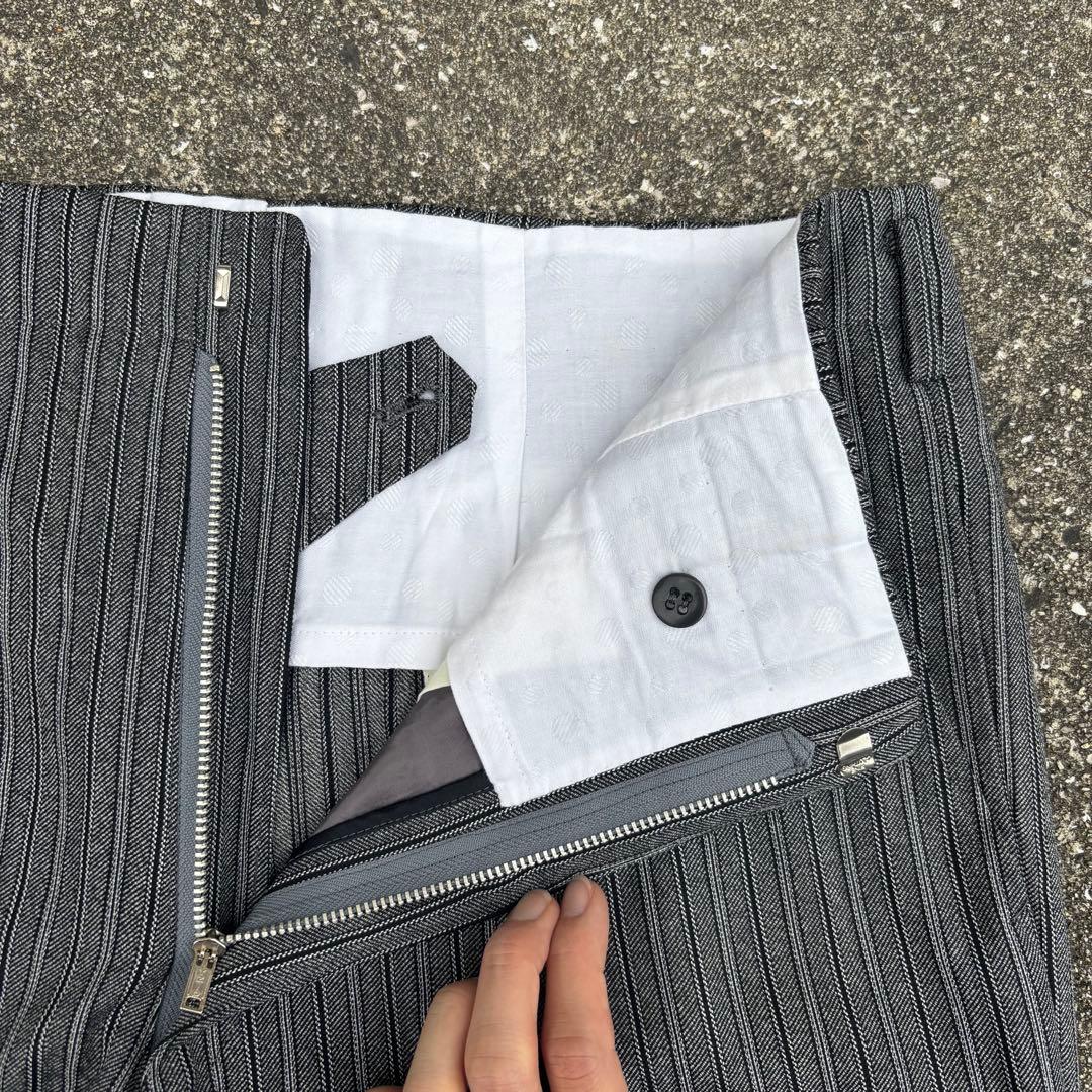 70s vintage ウールスラックス ストライプ ダークグレー