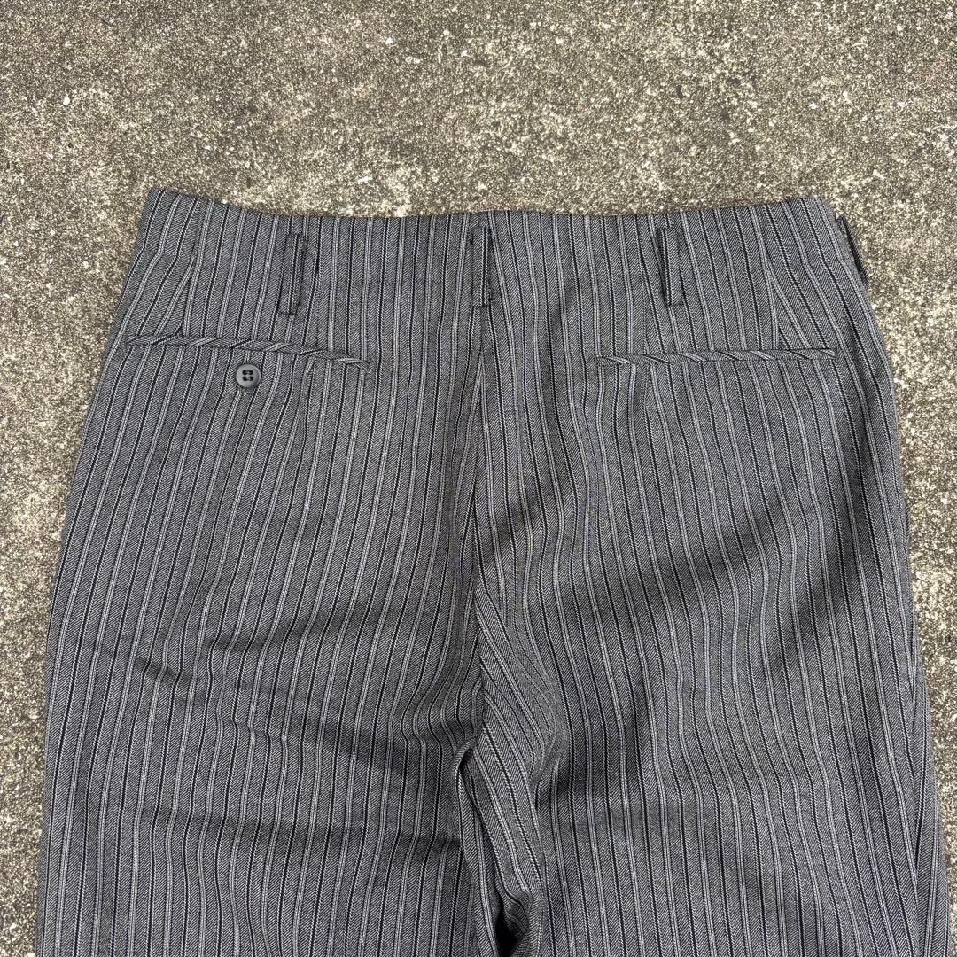 70s vintage ウールスラックス ストライプ ダークグレー