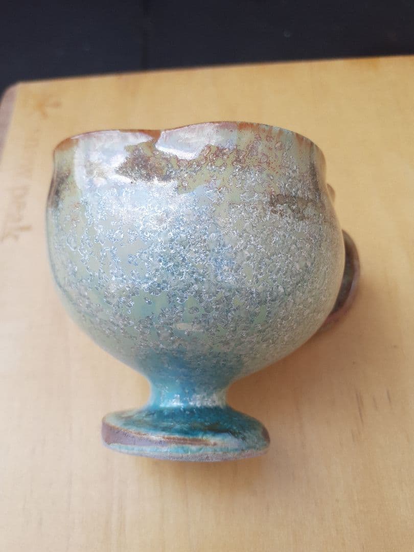 中尾哲彰作　銀河釉薬　花びら型陶器カップ