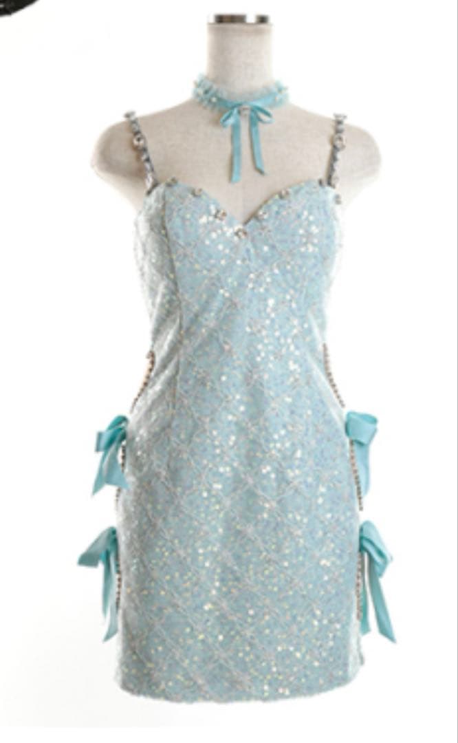 U　ドレス　水色　xs カチューシャ、チョーカーなし