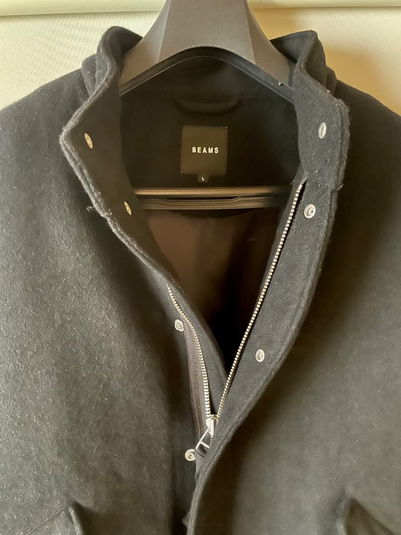 BEAMS 中綿ウールモッズコートL／黒