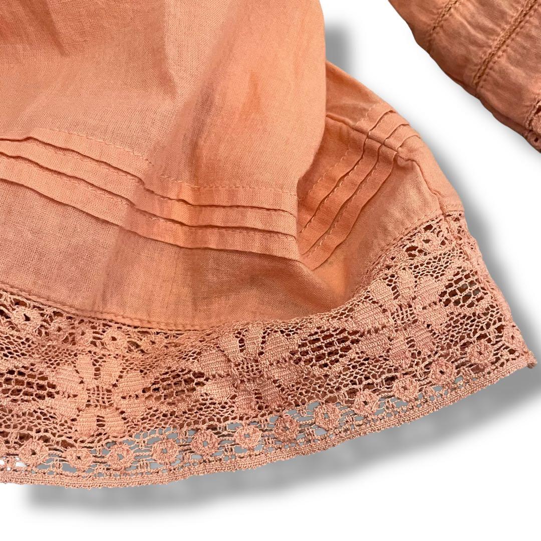 美品✨ヌキテパ コットンレースボイル 2WAYブラウス サーモンピンク