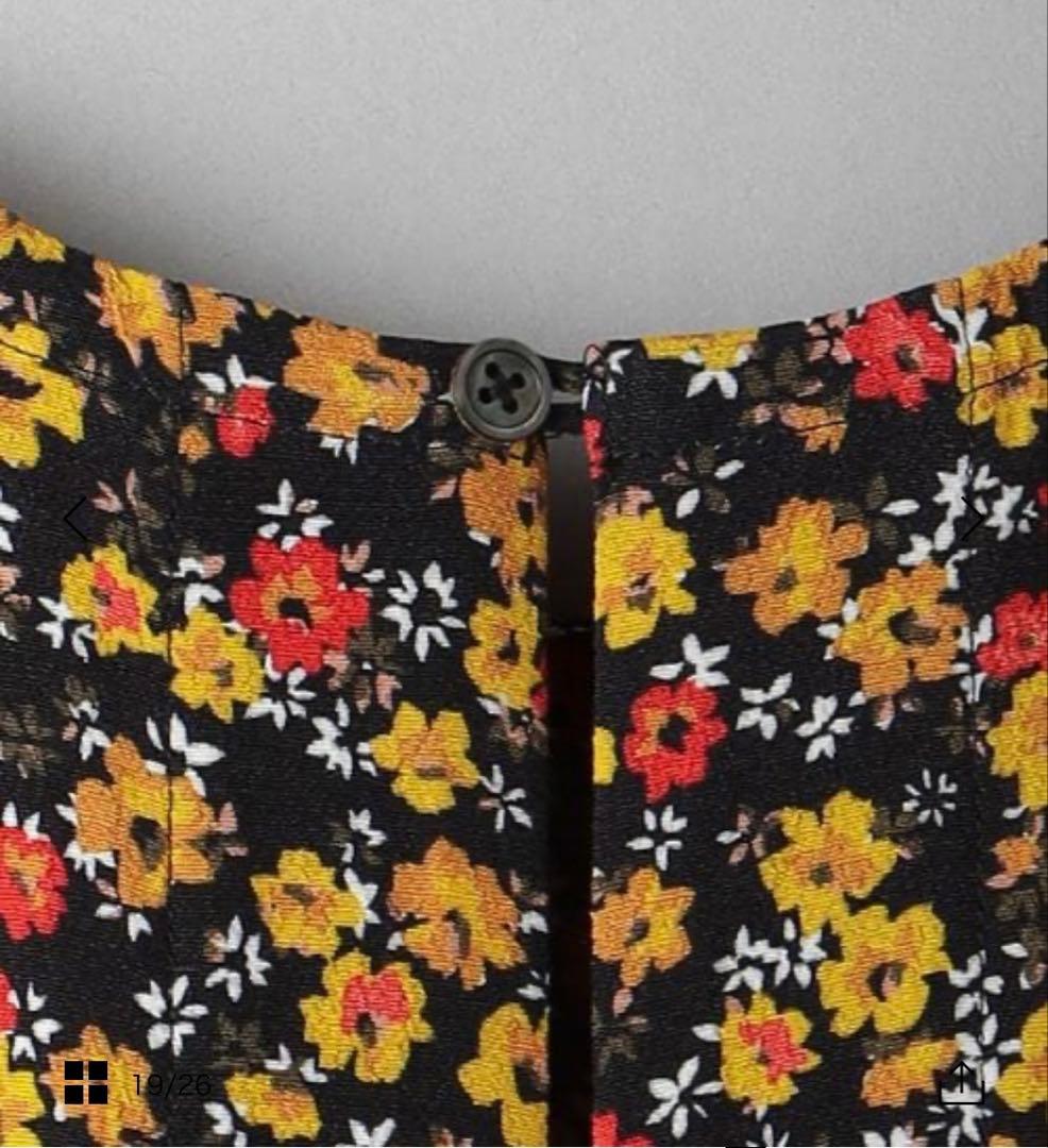 B&Y レーヨンフラワープリントワンピース