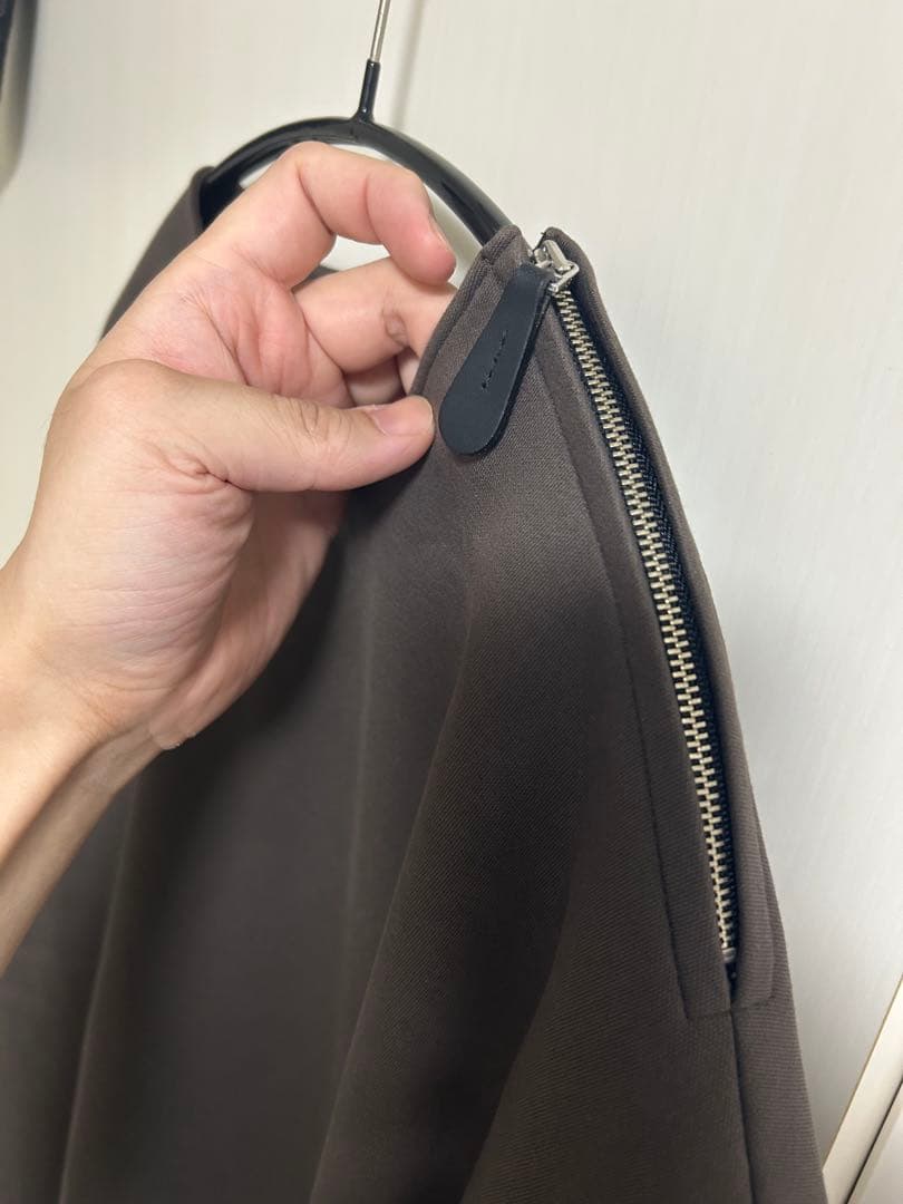 【未使用】ザリラクス　ノーカラーサイドジップシャツ48 ブラウン