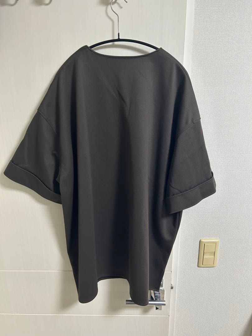 【未使用】ザリラクス　ノーカラーサイドジップシャツ48 ブラウン