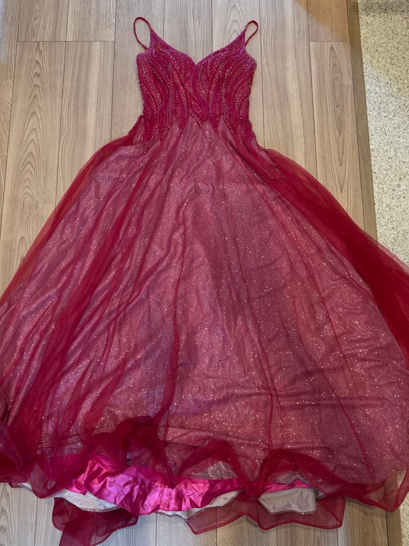 ✨華やかなビビッドピンク×ラメのロングドレス✨