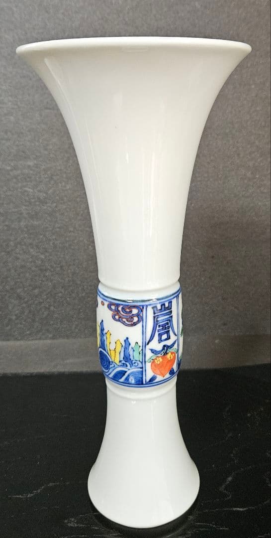 京焼　清水焼【名工】平安 北峰 造　雪中蒼北峰製銘　尊式　蓬莱山図　花瓶　共箱