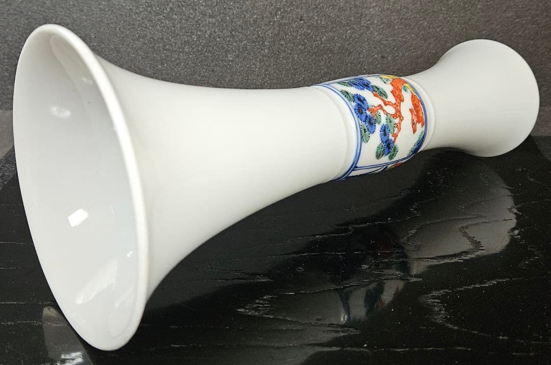 京焼　清水焼【名工】平安 北峰 造　雪中蒼北峰製銘　尊式　蓬莱山図　花瓶　共箱