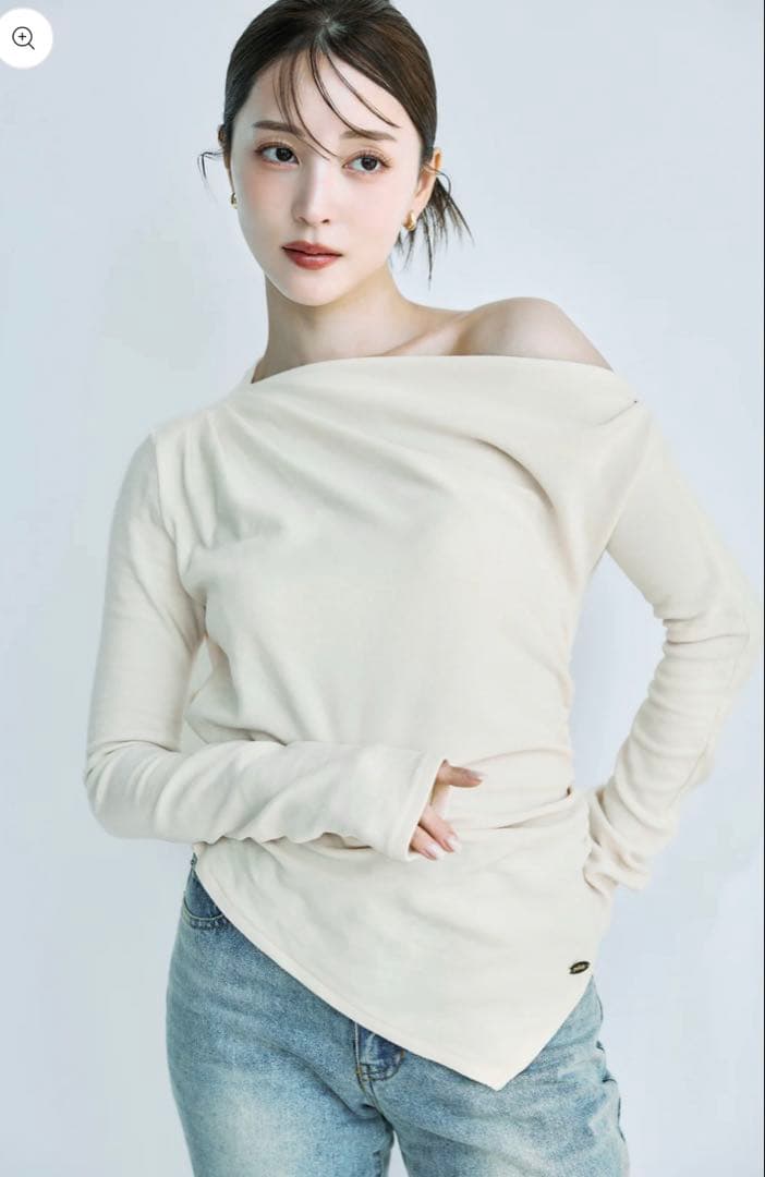 polaura アシンメトリードレープロングスリーブトップス 新品タグ付き