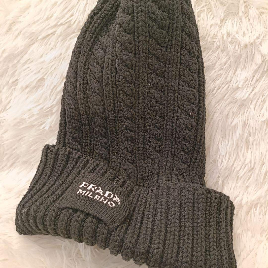 美品✨️　PRADA ニット帽　ブラック　黒　プラダ　M