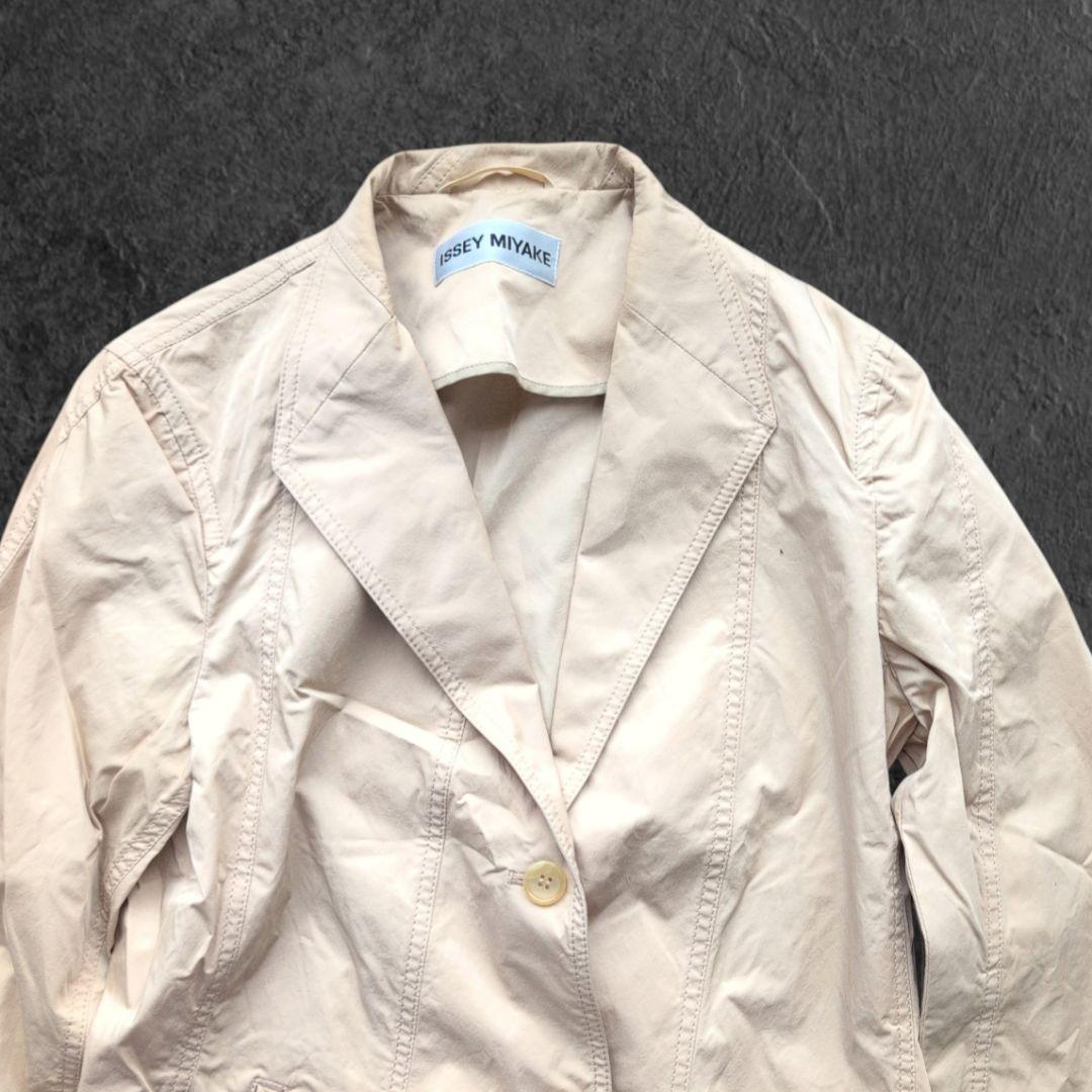 イッセイミヤケ 2Bシングル テーラードジャケット ベージュ 3号 ナイロン