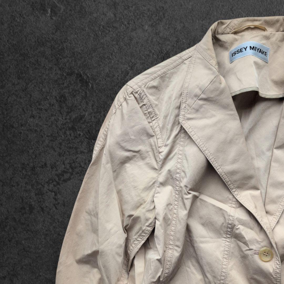 イッセイミヤケ 2Bシングル テーラードジャケット ベージュ 3号 ナイロン