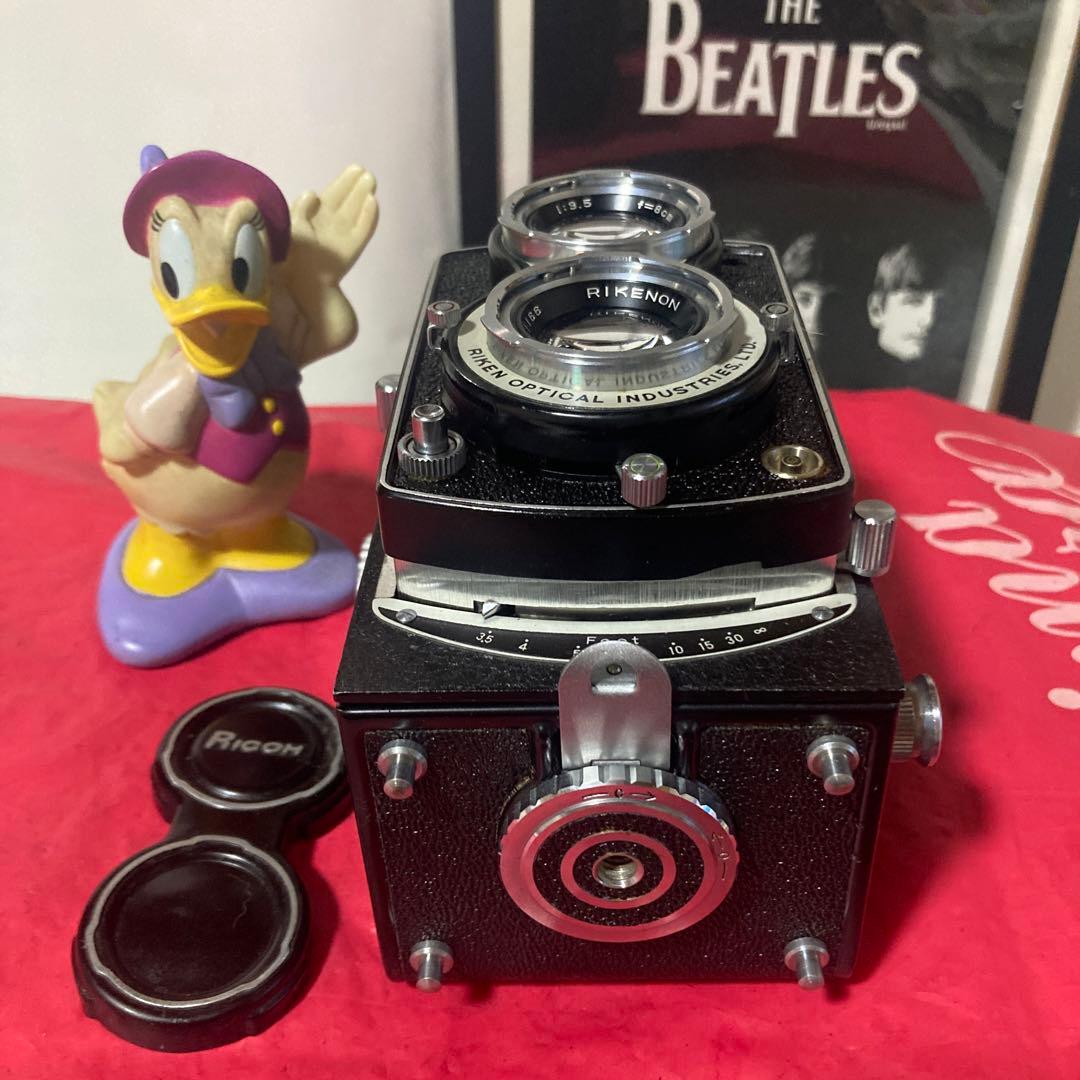 ヴィンテージ理研RICOHFLEX 二眼レフ外観合皮塗装目立つ傷無機能動作完動品