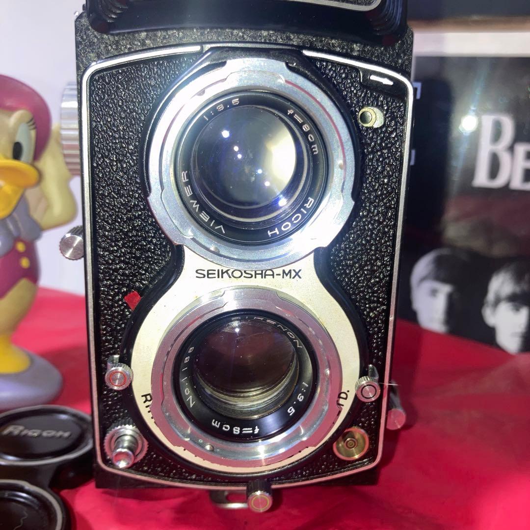 ヴィンテージ理研RICOHFLEX 二眼レフ外観合皮塗装目立つ傷無機能動作完動品