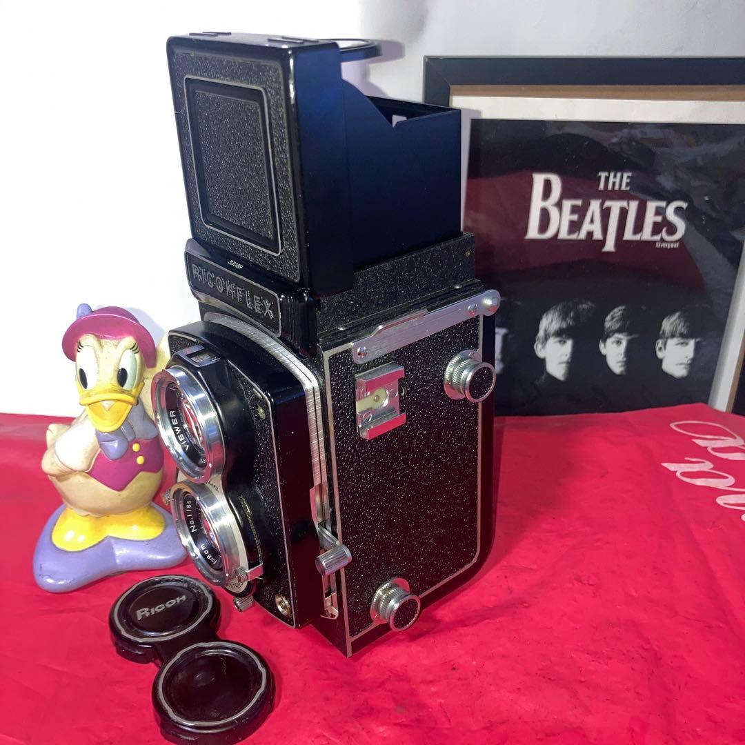 ヴィンテージ理研RICOHFLEX 二眼レフ外観合皮塗装目立つ傷無機能動作完動品