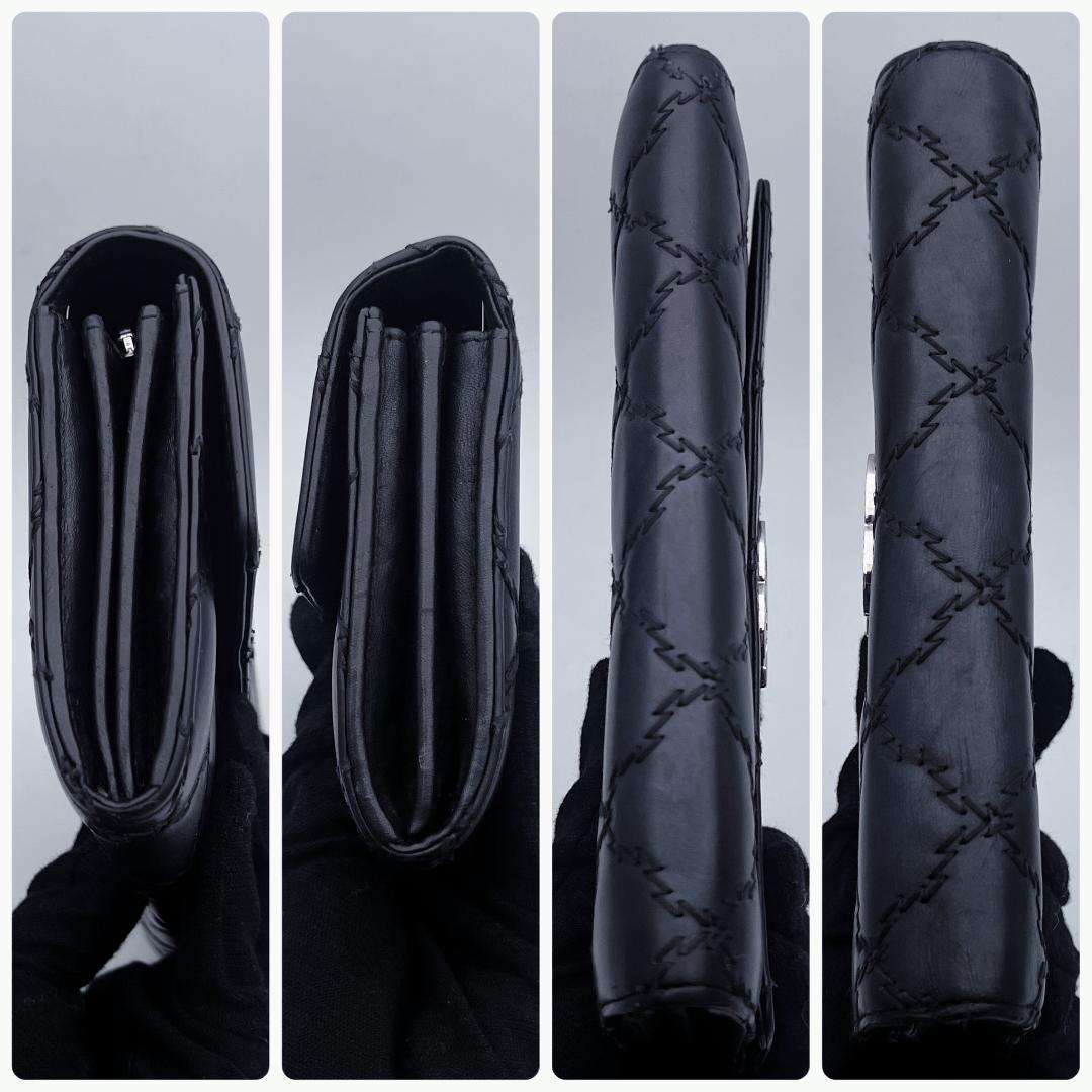 開運財布！シャネル マトラッセ ステッチ 黒 財布 正規保証2860