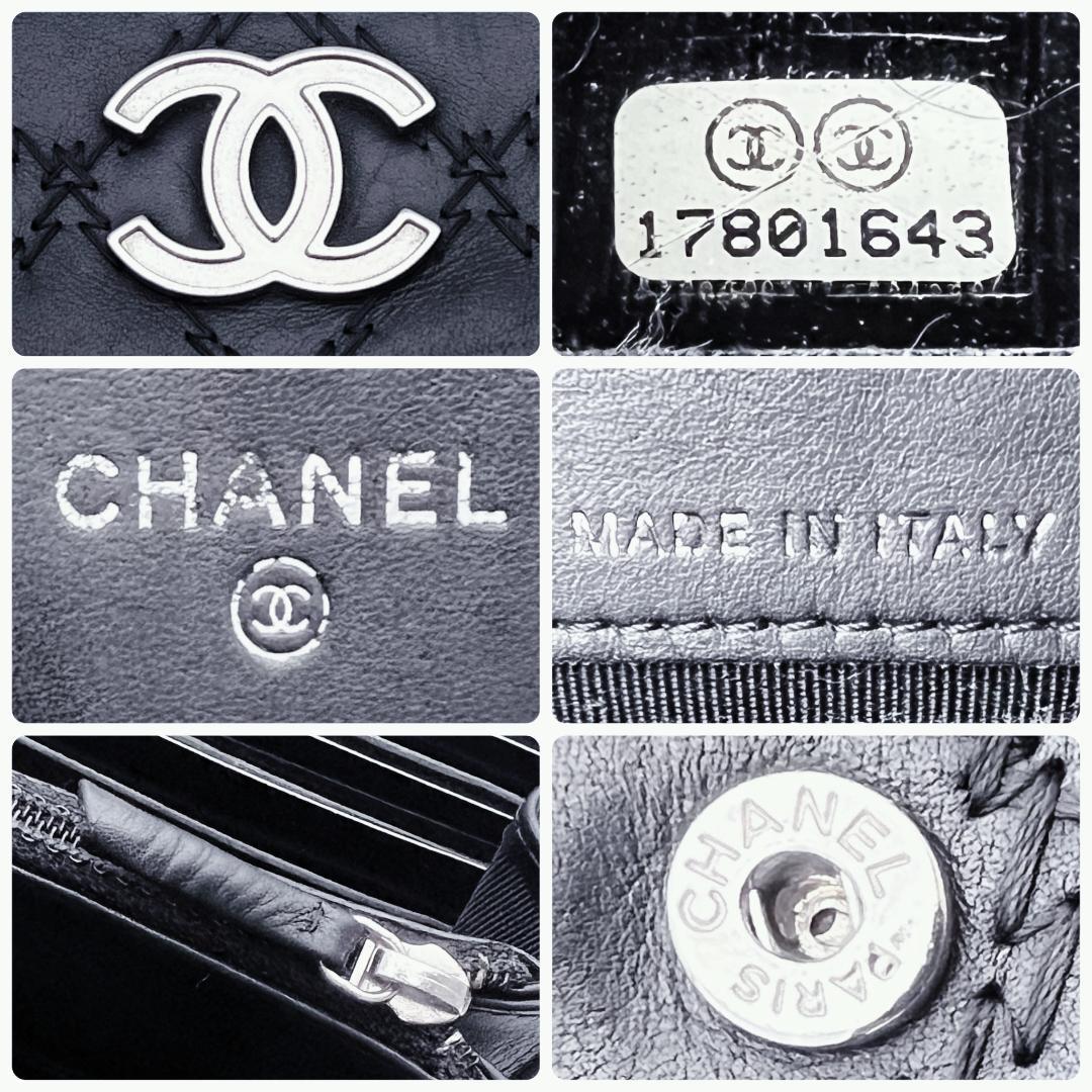 開運財布！シャネル マトラッセ ステッチ 黒 財布 正規保証2860